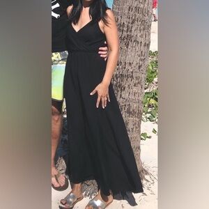 Black V-Neck Maxi Dress - Women's Elegant Summer Dress